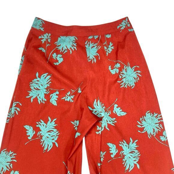 Nasty Gal Collection Wide Leg Pants Women 8 Red Floral Boho Beachy Comfy Trouser - Picture 7 of 15